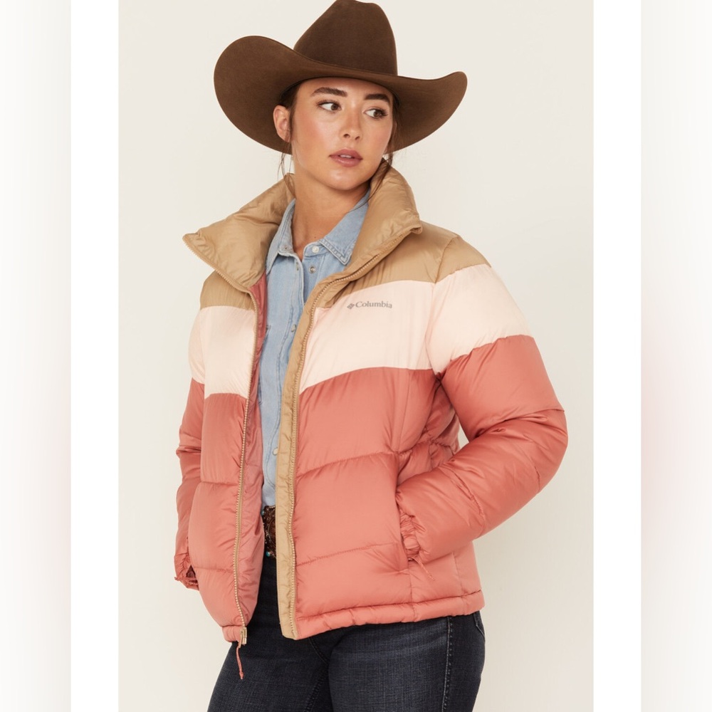 Columbia Women's Color Block Puffer Jacket - Pink, Cream, Tan